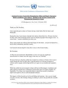 Preview of 20221013 Statement - Security Council on Yemen - OCHA (as delivered).pdf