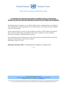 Preview of Statement by the Humanitarian Coordinator a.i. for Sudan, Babacar Cissé, on 20-01-2021 about the recent killing of three aid workers.pdf