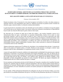 Preview of Secretario General Adjunto de las Naciones Unidas para Asuntos Humanitarios y Coordinador del Socorro de Emergencia, Mark Lowcock - Declaración sobre la situación humanitaria en Venezuela.pdf