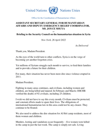 Preview of Assistant Secretary-General for Humanitarian Affairs and Deputy Emergency Relief Coordinator, Ms. Joyce Msuya, Briefing to the Security Council on the Humanitarian Situation in Syria, 26 April 2022.pdf