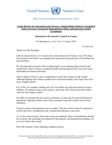 Preview of 20220815 - Statement - Security Council on Yemen - OCHA (as delivered).pdf
