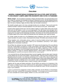 Preview of PRESS RELEASE - NIGERIA - HUMANITARIAN COORDINATOR CALLS FOR JOINT EFFORTS TO DECONGEST CAMPS AMID FIRE INCIDENTS AND COVID-19 PANDEMIC- 19042020.pdf