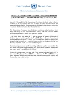 Preview of 160219_Press_Release_SSudan_HC_condemns_death_and_destruction_in_Malakal_PoC_site.pdf