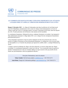 Preview of Le coordonateur humanitaire condamne fermement les attaques à Nzakoundou et appelle à protéger immédiatement les civils.pdf