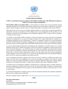 Preview of L'ONU et ses partenaires lancent un appel de 145,6 millions de dollars pour aider Haïti dans la réponse au choléra et aux autres urgences humanitaires.pdf