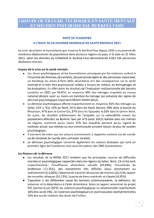 Preview of Burkina Faso note de plaidoyer du groupe de travail Santé mentale et soutien psychosocial (SMSPS) 2023.pdf