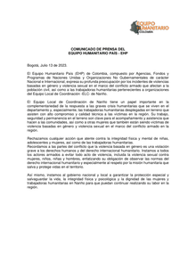 Preview of Comunicado EHP sobre VS y VBG a trabajadoras humanitarias en Nariño.pdf
