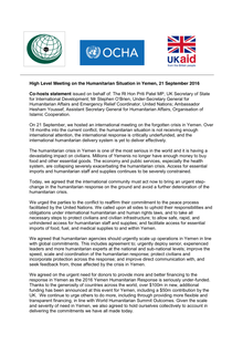 Preview of Yemen GA event Co-Chair Statement-OCHA,UKAID,OIC FINAL22Sept2016.pdf